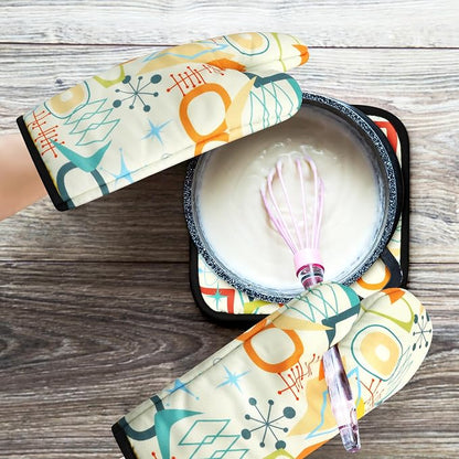Mid Century Modern Oven Mitts and Pot Holders Sets Washable Oven Gloves Heat - Image 7
