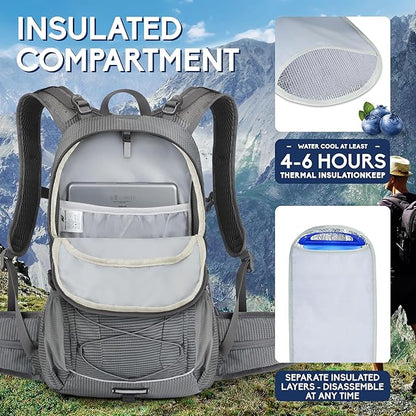 Hydration Backpack 3L Water Bladder, Hiking Water Backpack with Rain Cover, Insulation Hydration Daypack Rucksack for Cycling