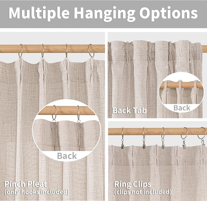 YoungsTex Linen Semi Sheer Curtains 90 Inch Length 2 Panels - Image 5