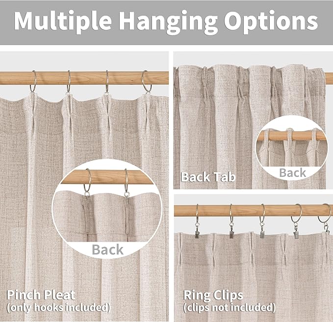 YoungsTex Cafe Linen Curtains 36 Inch Length for Kitchen Window Over Sink, Small Drapes Light Filtering Semi Sheer with Back Tab for Bathroom Window, 2 Panels, 40 X 36 Inch