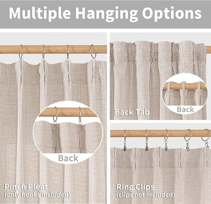 YoungsTex Natural Linen Curtains 63 Inch Length 2 Panels - Image 2