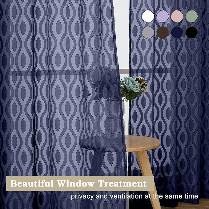 Aiyufeng Blue Sheer Curtains 54 Inch Length 2 Panels, Soft Lightweight Clip - Image 7