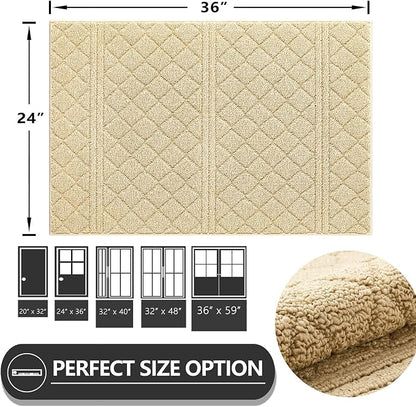 REFETONE Indoor Doormat, Front Back Door Mat 24"x36" Absorbent Rubber Backing - Image 2