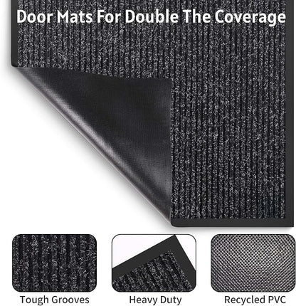 Front Door Mat Indoor Outdoor Entrance, TPR Backing Non-Slip Doormats, Low - Image 6