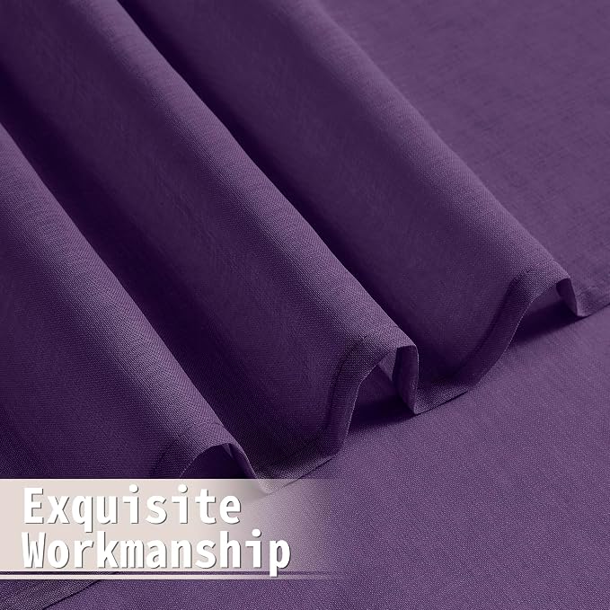 Tollpiz Short Sheer Curtain Linen Textured Curtain Sheers Doorway Light - Image 8