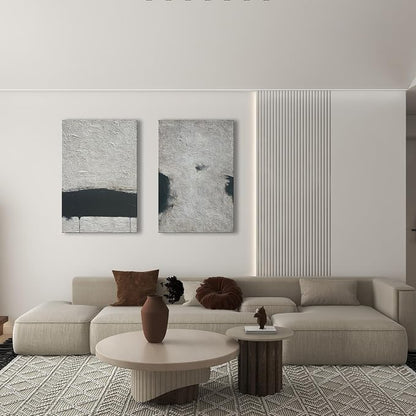 NANKAI Minimalist Art Hand Painted Black and Gray Abstract Oil Painting Canvas - Image 3