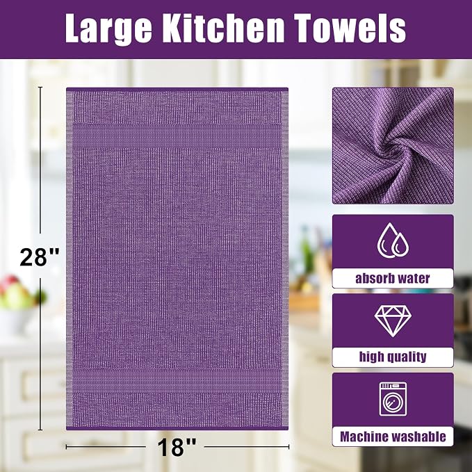 Homaxy Premium Kitchen Towels, Large Cotton Kitchen Hand Towels, Flat and Terry - Image 8