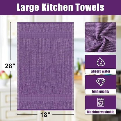 Homaxy Premium Kitchen Towels, Large Cotton Kitchen Hand Towels, Flat and Terry - Image 8
