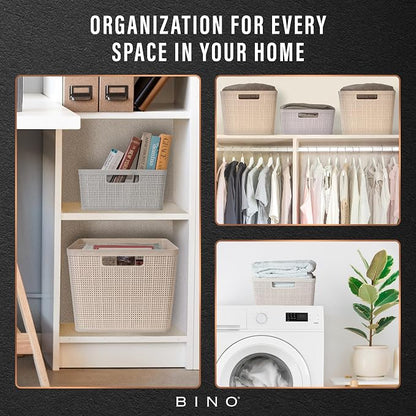 BINO Woven Plastic Basket | Large, Space-Saving Storage, Stylish Design | - Image 7