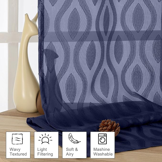 Aiyufeng Extra Long Sheer Curtains 96 Inches Long - Image 2