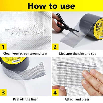 Grey Window Screen Repair Tape, 4 in X 15 FT, Screen Repair Kit - Image 7