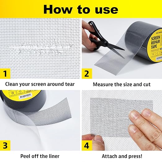 Black Window Screen Repair Tape, 4 in X 15 FT, Screen Repair Kit - Image 7