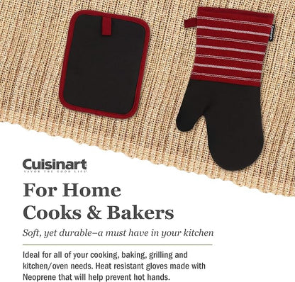 Cuisinart Neoprene Oven Mitts and Potholder Set-Heat Resistant Oven Gloves to - Image 3
