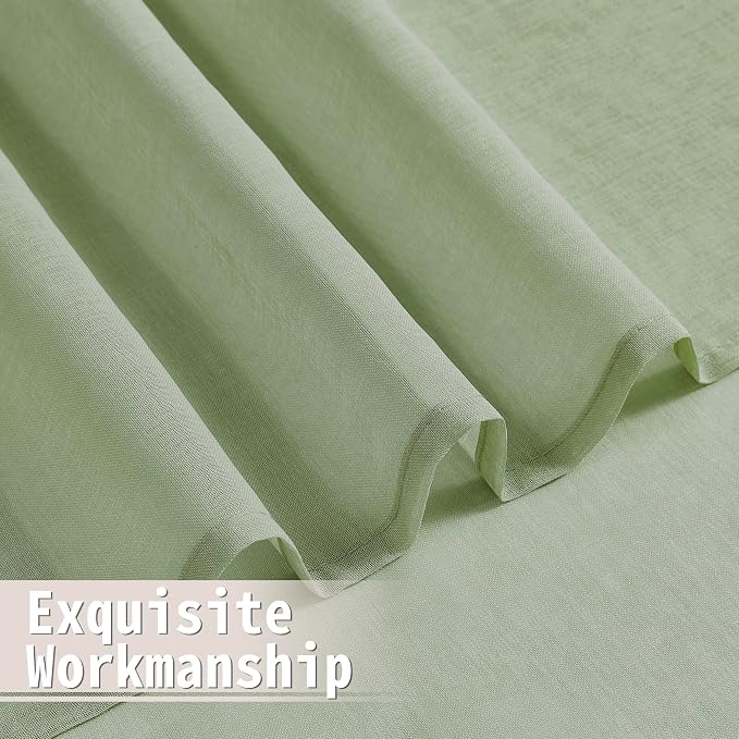 Tollpiz Sheer Door Curtains Closet Linen Textured Curtains Sheer Doorway Light - Image 8