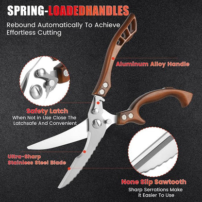 ANDONG Kitchen Scissors, Heavy Duty Professional Poultry Shears, Stainless - Image 3