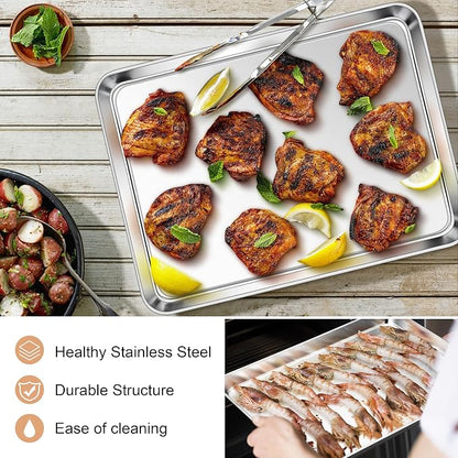 E-far Stainless Steel Baking Sheet, 16” x12” x 1” Baking Cookie Sheet Pan - Image 4