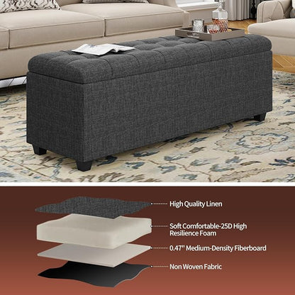 Ottoman with Storage 38 inches, Furniture End of Bed Storage Benches, Long - Image 6