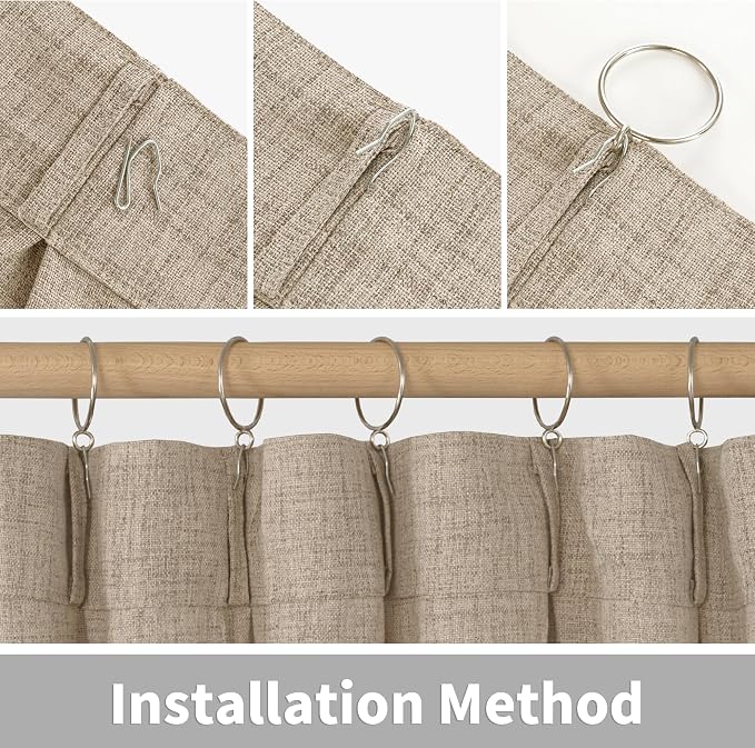 YoungsTex Oatmeal Linen Semi Sheer Curtains 63 Inch Length - Image 7