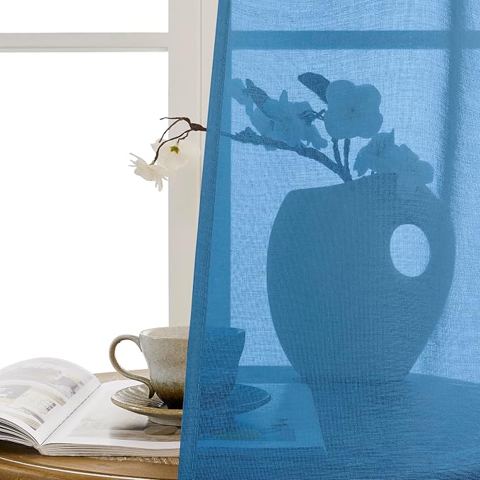 Tollpiz Sheer Door Curtain Closet Linen Textured Curtains Sheer Doorway Light - Image 9