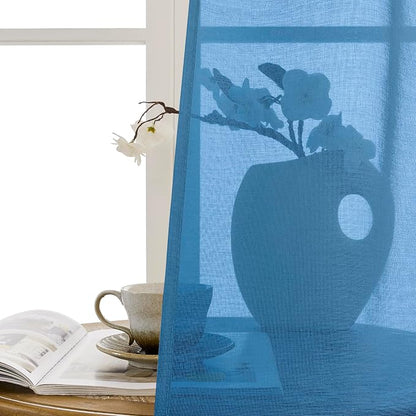 Tollpiz Short Sheer Door Curtains Closet Linen Textured Curtains Sheer Doorway - Image 9