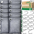 Activated Charcoal Odor Absorber, Large 10 Pack w Hooks Nature Odor Remover for Strong Odor, Bamboo Charcoal Air Purifying Bags, Odor Eliminator for Home Car Closet Pet, Smoke Deodorizer
