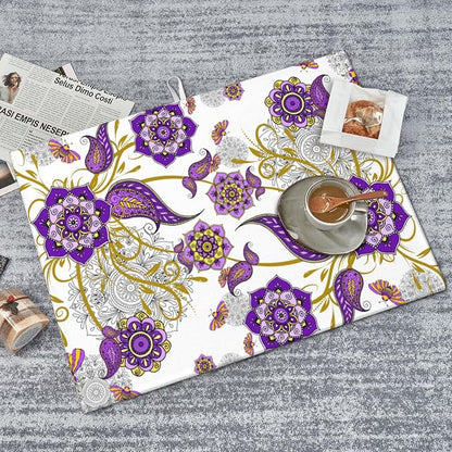 Purple Flower Kitchen Drying Mat Boho Floral Microfiber Dish Drainer Mat - Image 6
