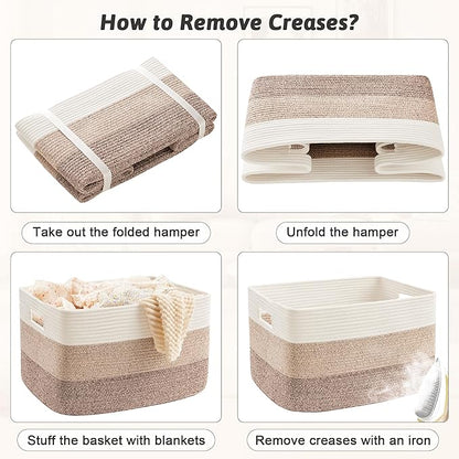 Blanket Basket, Rectangle Woven Baskets - Image 7