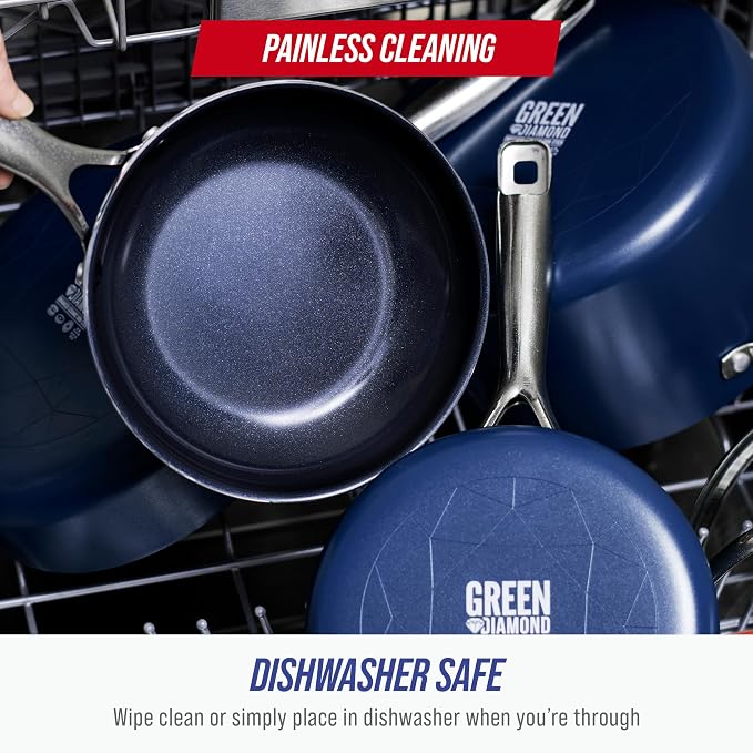 Blue Diamond 9.5” and 11" Frying Pan Skillet Set, Diamond Infused PFAS & - Image 9
