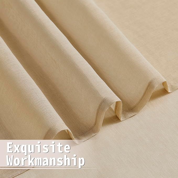 Tollpiz Sheer Door Curtains Closet Linen Textured Curtains Sheer Doorway Light - Image 8