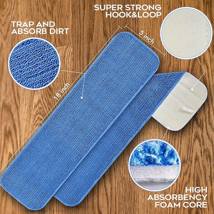 Matthew 18'' Microfiber Spray Mop Replacement Pads Heads - Image 3