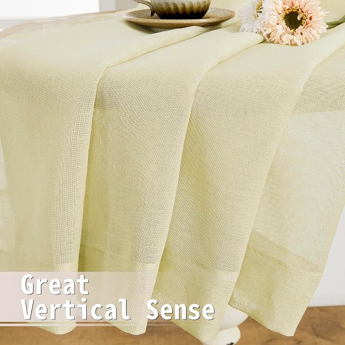 Tollpiz Sheer Door Curtains Closet Linen Textured Curtains Sheer Doorway Light - Image 6
