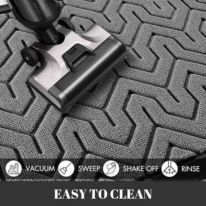Yimobra Large Door Mat Outside Entrance 47x24, Waterproof Heavy Duty Outdoor Mats for Front Door, Non Slip Rubber Entry Mat for Garage Patio, Easy Clean, Grey