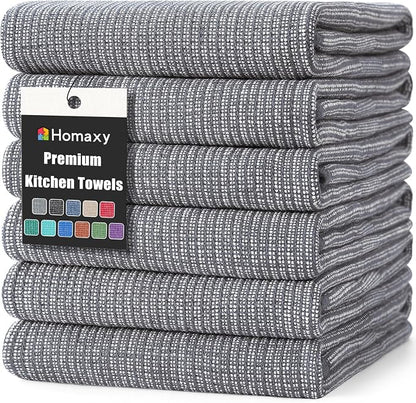 Homaxy Premium Kitchen Towels, Large Cotton Kitchen Hand Towels, Flat and Terry by Homaxy