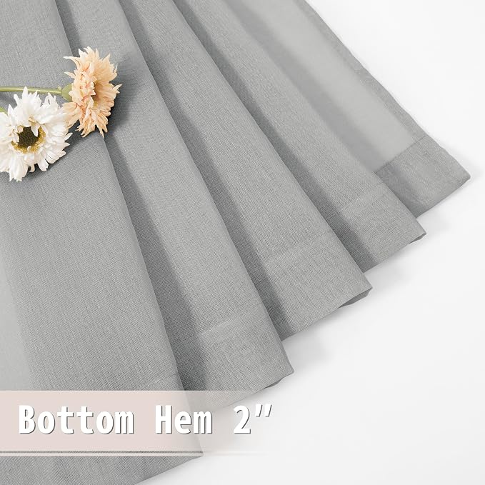 Tollpiz Sheer Curtain Closet Linen Textured Curtain Sheers Doorway Light - Image 7