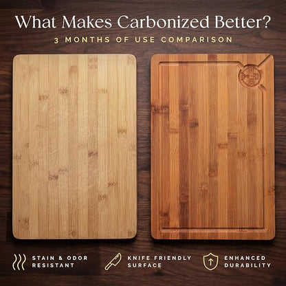 Pre-Oiled, Non Toxic 3-Piece Carbonized Bamboo Cutting Board Set, 500°F - Image 8