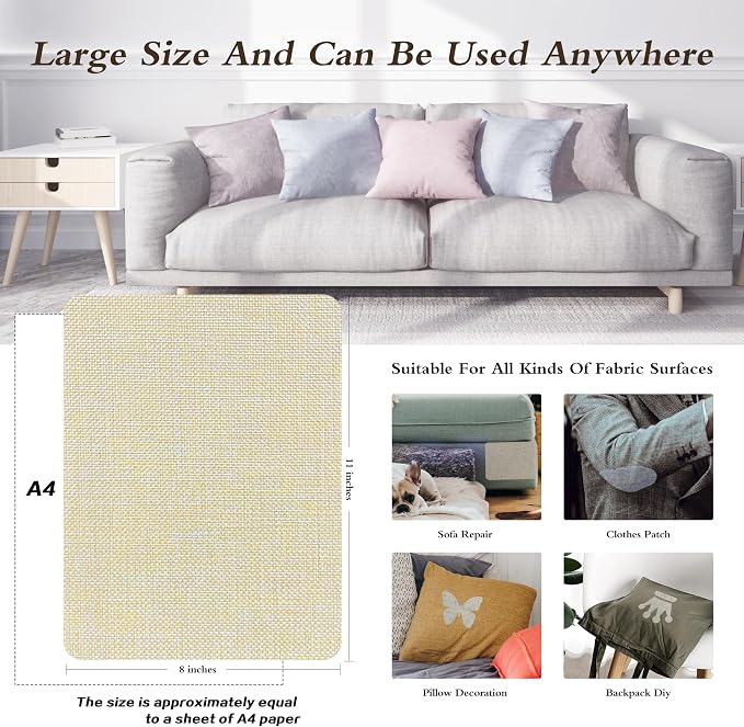 KING MOUNTAIN Coarse Linen Repair Patches, Self-Adhesive Fabric, 8X11 Inch 2 PCS - Image 4
