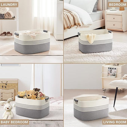 72L Large Laundry Basket with Leather Handles - Image 4
