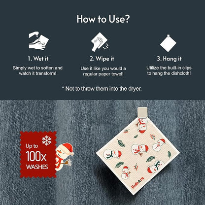 Reusable Paper Towels, Christmas Swedish Dishcloths - Image 4