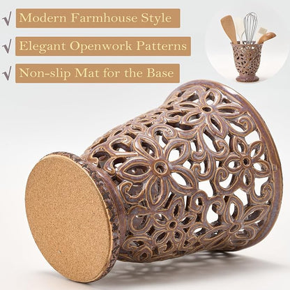 Utensil Holder for Kitchen Counter, Modern Farmhouse Cooking Utensil Holder and - Image 3