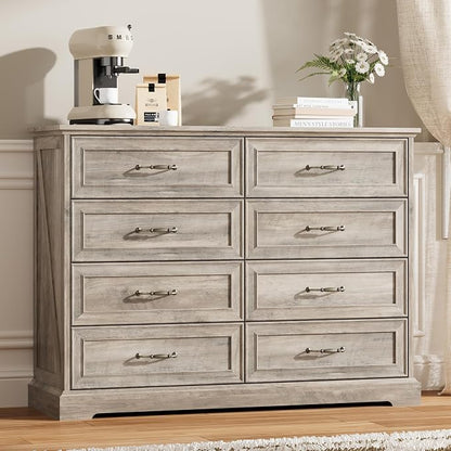 8 Drawer Dresser for Bedroom, Rustic Farmhouse Dresser by Thacuok