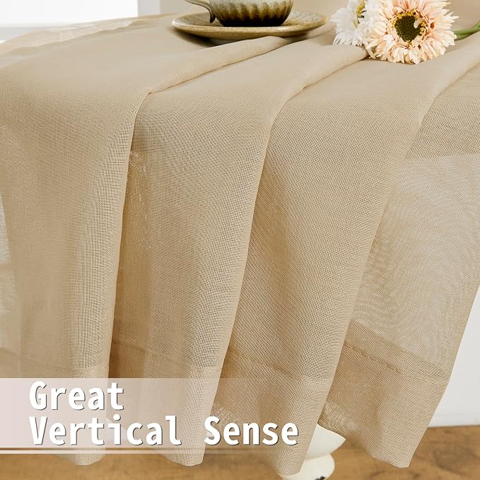 Tollpiz Small Sheer Curtain Linen Textured Curtain Sheers Doorway Light - Image 6