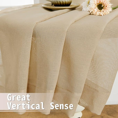 Tollpiz Small Sheer Curtain Linen Textured Curtain Sheers Doorway Light - Image 6
