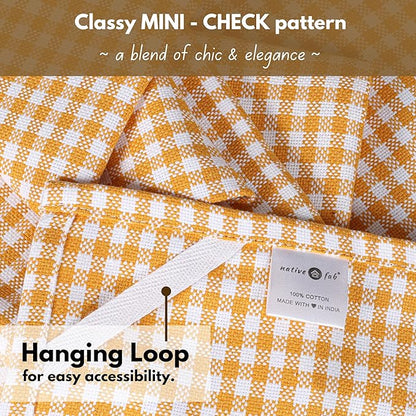 Native Fab 4 Pack Yellow Gingham Cotton Dish Towels 16"x26" - Image 6