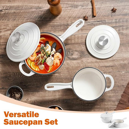 Homikit 1 QT & 2 QT Saucepan Set, Enameled Cast Iron Saucepan - Image 7