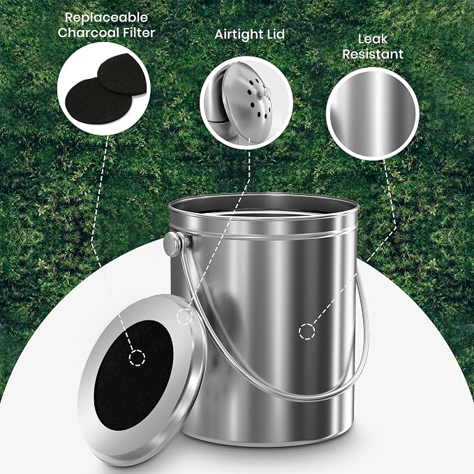 Utopia Kitchen Indoor Compost Bin Kitchen, Odorless Composting - Image 4