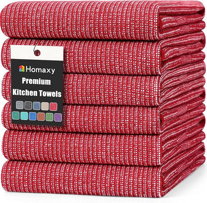Homaxy Premium Kitchen Towels, Large Cotton Kitchen Hand Towels, Flat and Terry by Homaxy