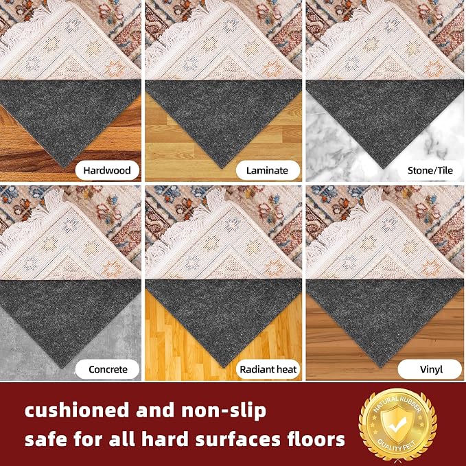 BAGAIL Felt and Natural Rubber Backing Rug Pads 1/4” Thick, 5 x 7 Ft Non Slip - Image 6