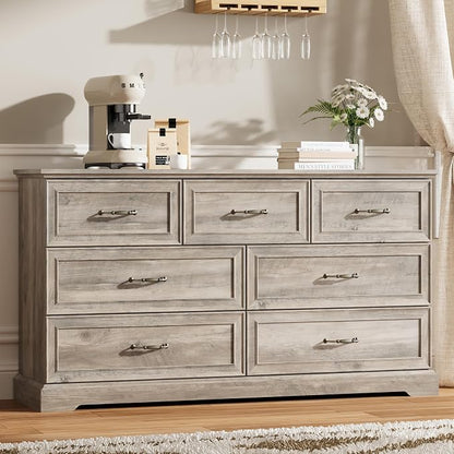 7 Drawer Dresser for Bedroom, Rustic Farmhouse Dresser by Thacuok