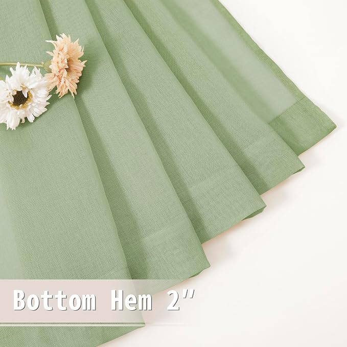 Tollpiz Short Sheer Door Curtains Closet Linen Textured Curtains Sheer Doorway - Image 7
