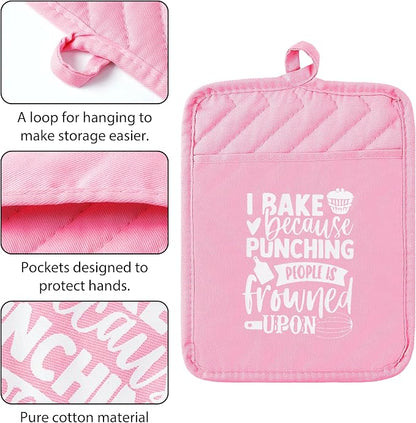GROBRO7 6Pcs Cotton Oven Mitts Pot Holders Funny Women Resistant Hot Pads - Image 4